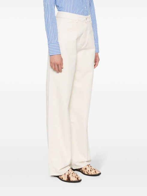 high-waisted straight-leg jeans